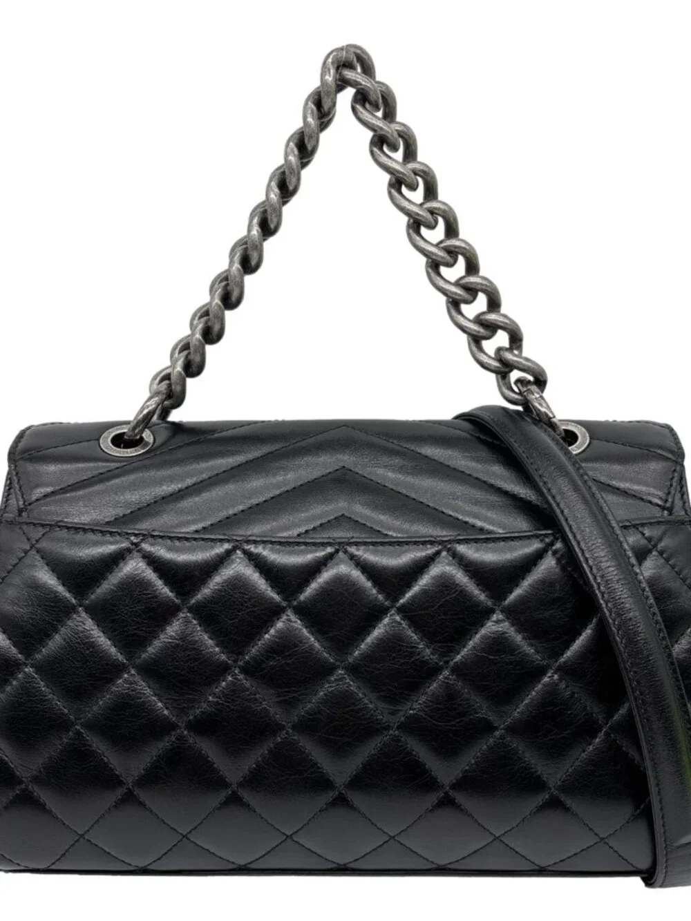 Chanel  Mad About Quilting Flap Medium Quilted Calfskin Leather Shoulder Bag Bla